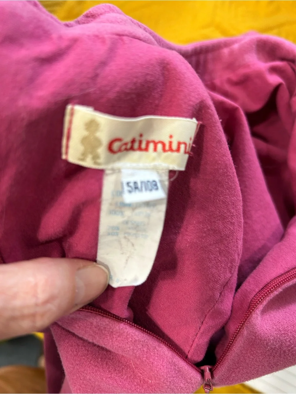 Catimini Girls Pink Dress Velour / Corduroy Mock Neck Size 5A 108